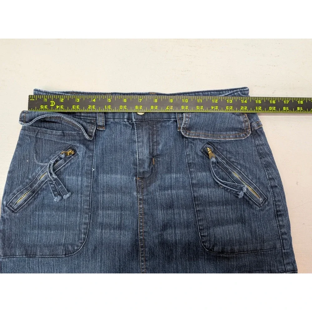 Gazoz‎ Jeans Denim Cargo Skirt Dark Wash Pockets Utility Size 11/12 Blue Stretch
